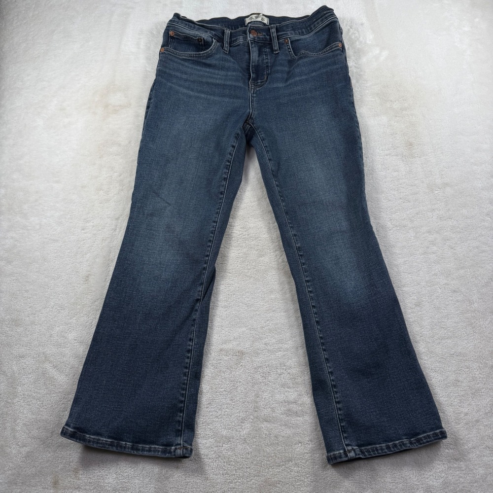Madewell‎ Mid-Rise Kick Out Jeans 29P Dark Indigo Cropped Flare Denim Pockets